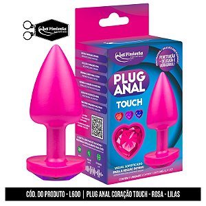 Plug Anal Touch Rosa Com Joia Lilás  Coração - La Pimienta