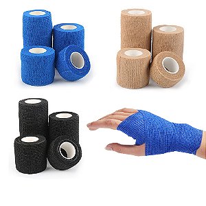 Bandagem Elástica Para Proteção Esportiva Autoadesiva Atadura Imobilização Tornozelos Pulso Mãos Dedos
