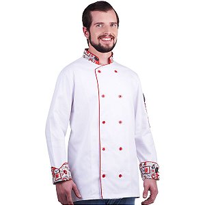 Dólmã Chef Cozinha Branco Café Unissex 100% Algodão - Dr Chef
