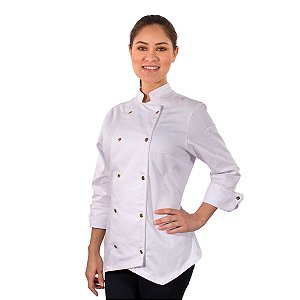 Dólmã Chef de Cozinha Feminino com Detalhes Dourado - Dr Chef