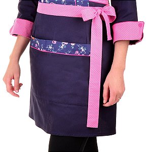 Avental de Cintura Tipo Saia Azul Floral - Dr Chef