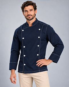 Dolmã Chef de Cozinha Azul Marinho Elegante Dr Chef