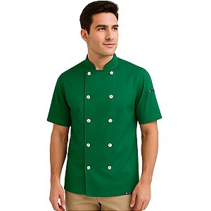 Dólmã Chef Cozinha Manga Curta Verde Bandeira - Dr Chef