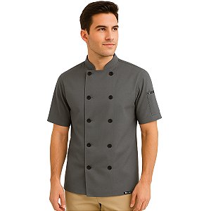 Dólmã Chef Cozinha Unissex Manga Curta Chumbo - Dr Chef