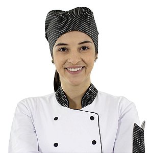 Bandana Para Chef de Cozinha Preto com Poá  - Dr Chef