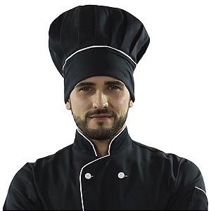 Chapéu Chef Cozinha Profissional Preto Com Branco - Dr Chef