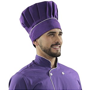 Chapéu para Chef Cozinha Profissional Roxo Branco - Dr Chef