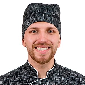 Bandana Chef de Cozinha Profissional Preto Riscado - Dr Chef