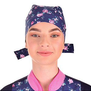Bandana Para Chef Cozinha Profissional Azul Floral - Dr Chef