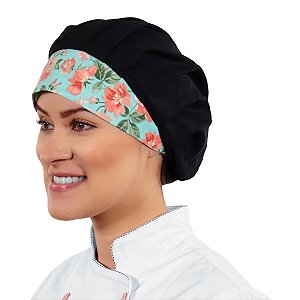 Chapéu Para Chef de Cozinha Tipo Gorro Floral Verde - Dr Chef