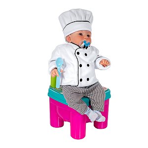Dólmã Baby Recém Nascido + Chapéu Infantil Branco - Dr Chef