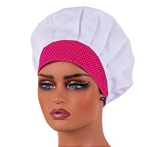 Chapéu Para Chef Cozinha Tipo Gorro Poá Rosa - Dr Chef