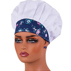 Chapéu Para Chef Cozinha Tipo Gorro Floral Azul - Dr Chef