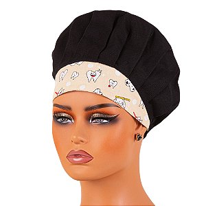 Chapéu Para Chef Cozinha Tipo Gorro Preto Dentinhos - Dr Chef