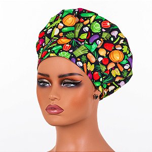 Chapéu Para Chef de Cozinha Legumes Preto - Dr Chef