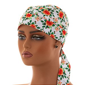 Bandana Para Chef de Cozinha Flores Laranjas - Dr Chef
