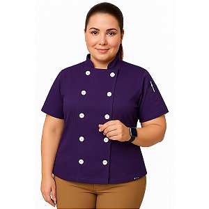 Dólmã Feminino Manga Curta Roxo Plus Size - Dr Chef