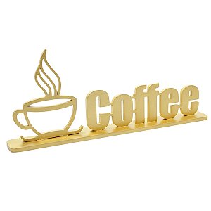 Palavra Decorativa Chef De Cozinha Coffee MDF Dourado - Dr Chef