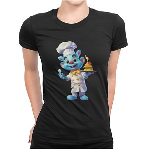Camiseta Feminina Chef De Cozinha Mascote Confeiteiro - Dr Chef