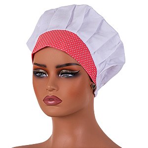 Chapéu Para Chef De Cozinha Estampa Poá Salmão - Dr Chef