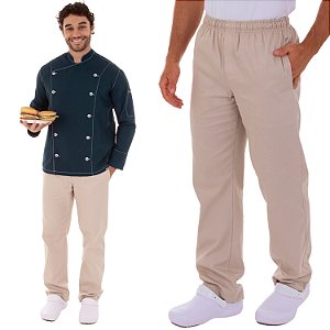 Calça Chef De Cozinha Unissex 100% Algodão Uniforme Restaurante - Dr Chef