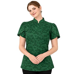Dólmã Feminina Chef Cozinha Manga Curta Tulipa Verde Esmeralda - Dr Chef