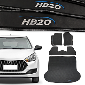Kit de Tapetes para HB20 Sedan 2012 a 2019 - Internos + Porta Malas