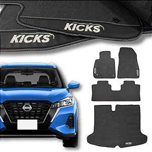 Kit de Tapetes para Kicks 2016 a 2025 Internos + Porta Malas