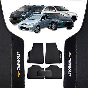Tapete para Chevrolet com Detalhes em Branco - Linha Universal - 5 Peças