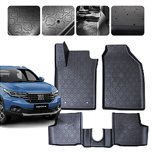 Tapete Automotivo Borda elevada Para Fiat Strada CD 2020 a 2026 Original Lanzi