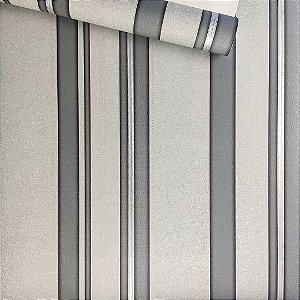 Papel de Parede Vinílico Importado Listrado Cinza - Rolo de 10 metros SPX47