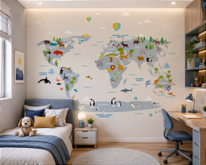 Papel de Parede Personalizado Mapa Mundi Areia