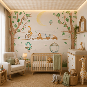 Papel de Parede Infantil Personalizado Safari Baby