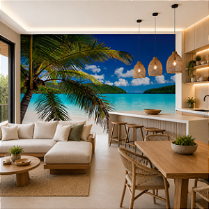Papel de Parede Personalizado Praia Tropical Verão