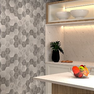Papel de Parede Personalizado Hexagonos Concreto