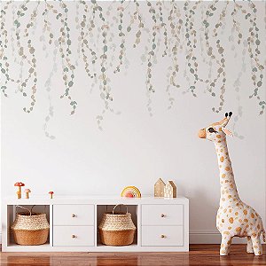 Papel de Parede Personalizado Infantil Raminhos Aquarela