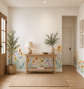 Papel de Parede Personalizado Tela Jardim Aquarela