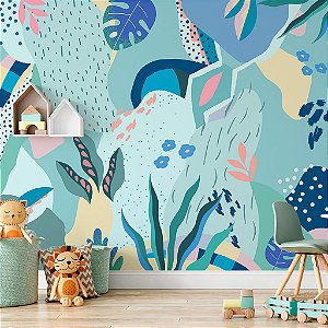 Papel de Parede Infantil Personalizado Abstrado Floral