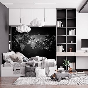 Papel de Parede Infantil Personalizado Conexão Mundo Preto