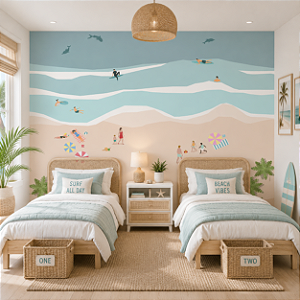 Papel de Parede Personalizado Quarto Infantil e Juvenil Dia de Praia - Mar