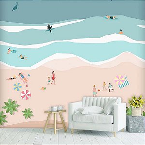 Papel de Parede Infantil Personalizado Dia de Praia