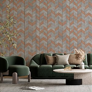 Papel de Parede Personalizado Chevron Concreto Wood