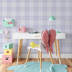 Papel de Parede Infantil Personalizado Xadrez Sarja Roxa