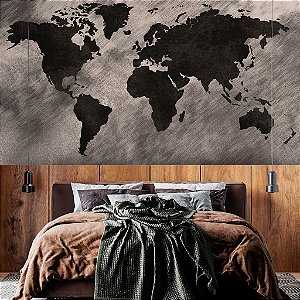 Papel de Parede Personalizado Mapa Estonado Marrom