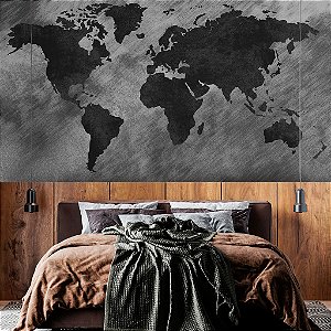 Papel de Parede Personalizado Mapa Estonado Cinza