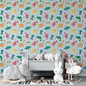 Papel de Parede Infantil Personalizado Non Woven Cute Dinos