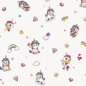 Papel de Parede Infantil Personalizado Non Woven Cute Unicórnios