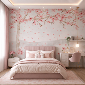 Papel de Parede Personalizado Quarto Infantil Árvore Cerejeira Outono