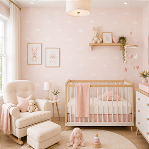 Papel de Parede Personalizado Nuvem Rose