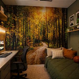 Papel de Parede Personalizado Caminho de Sol Floresta